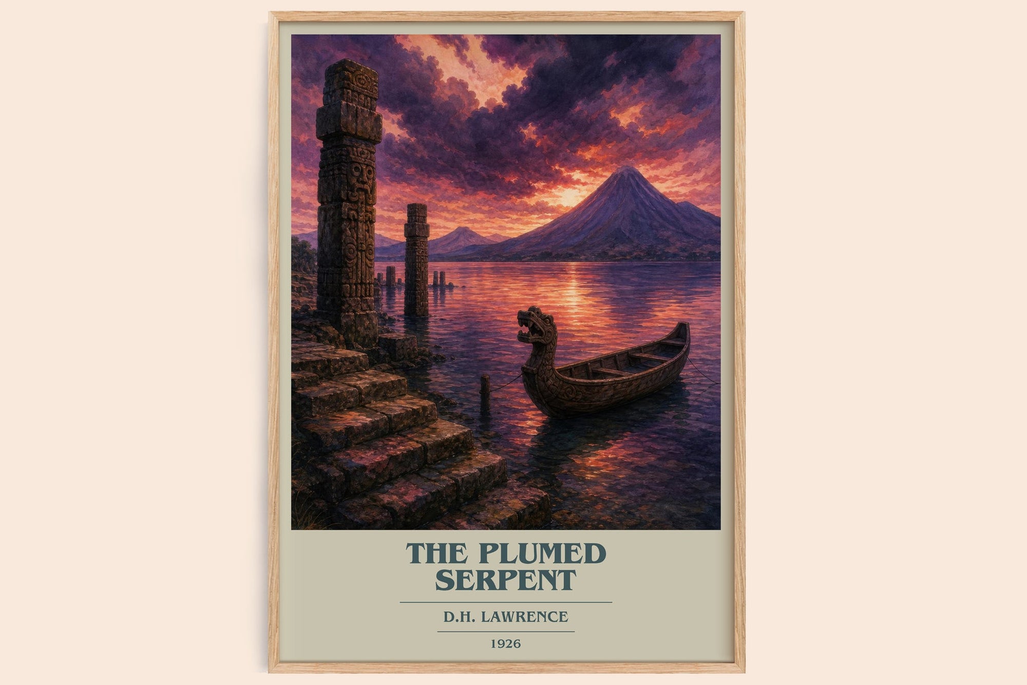 The Plumed Serpent book cover book poster by D.H. Lawrence – framed literary art print