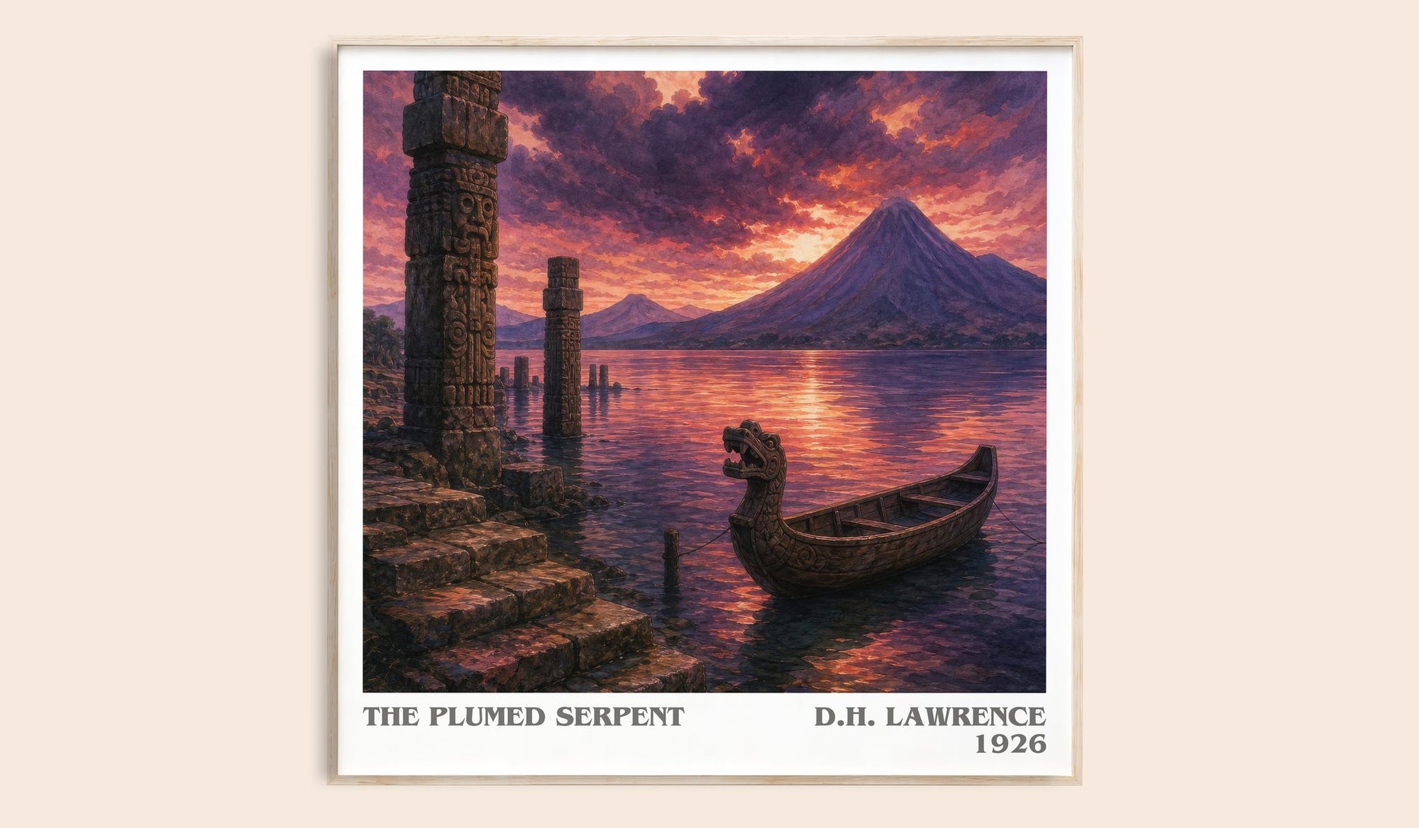 The Plumed Serpent literary book poster by D.H. Lawrence – framed literary art print