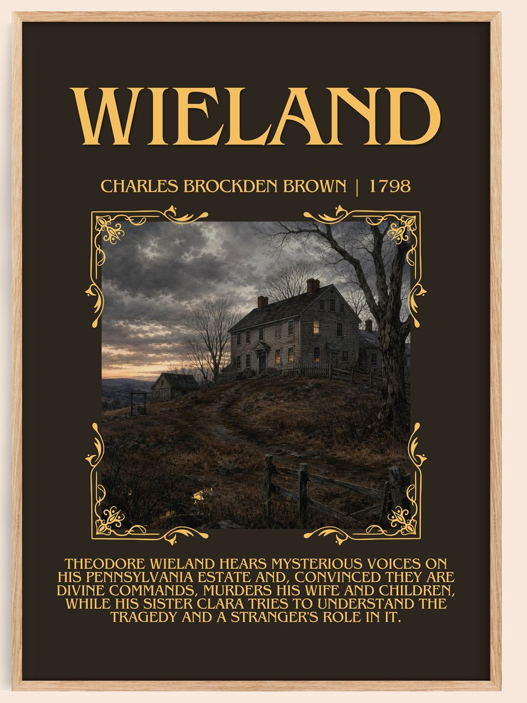 Wieland Minimalist Book Poster by Charles Brockden Brown – book poster