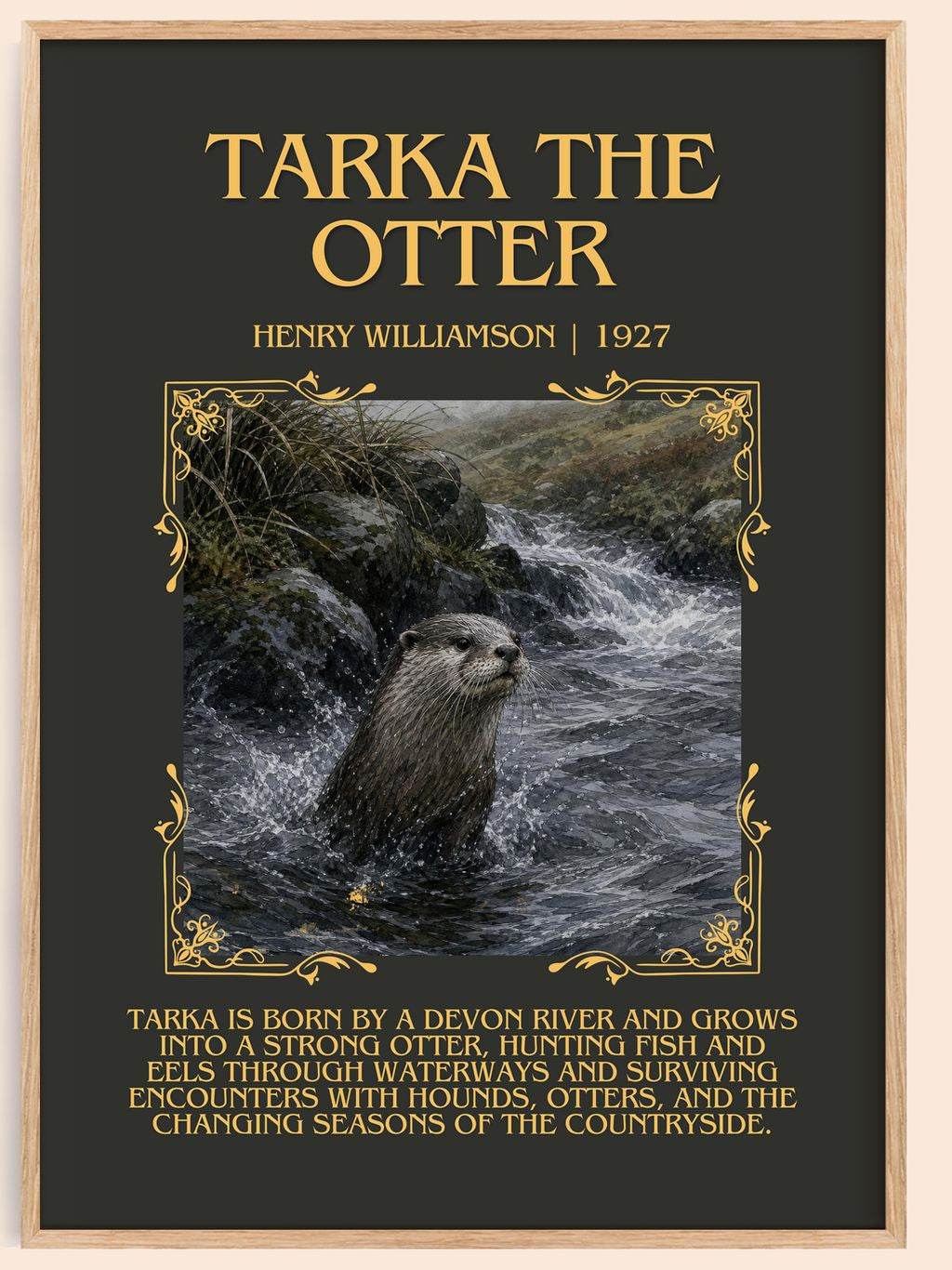 Tarka the Otter Minimalist Book Poster by Henry Williamson – book poster
