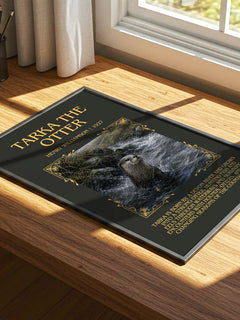 Tarka the Otter Minimalist Book Poster by Henry Williamson – print on a sunlit desk