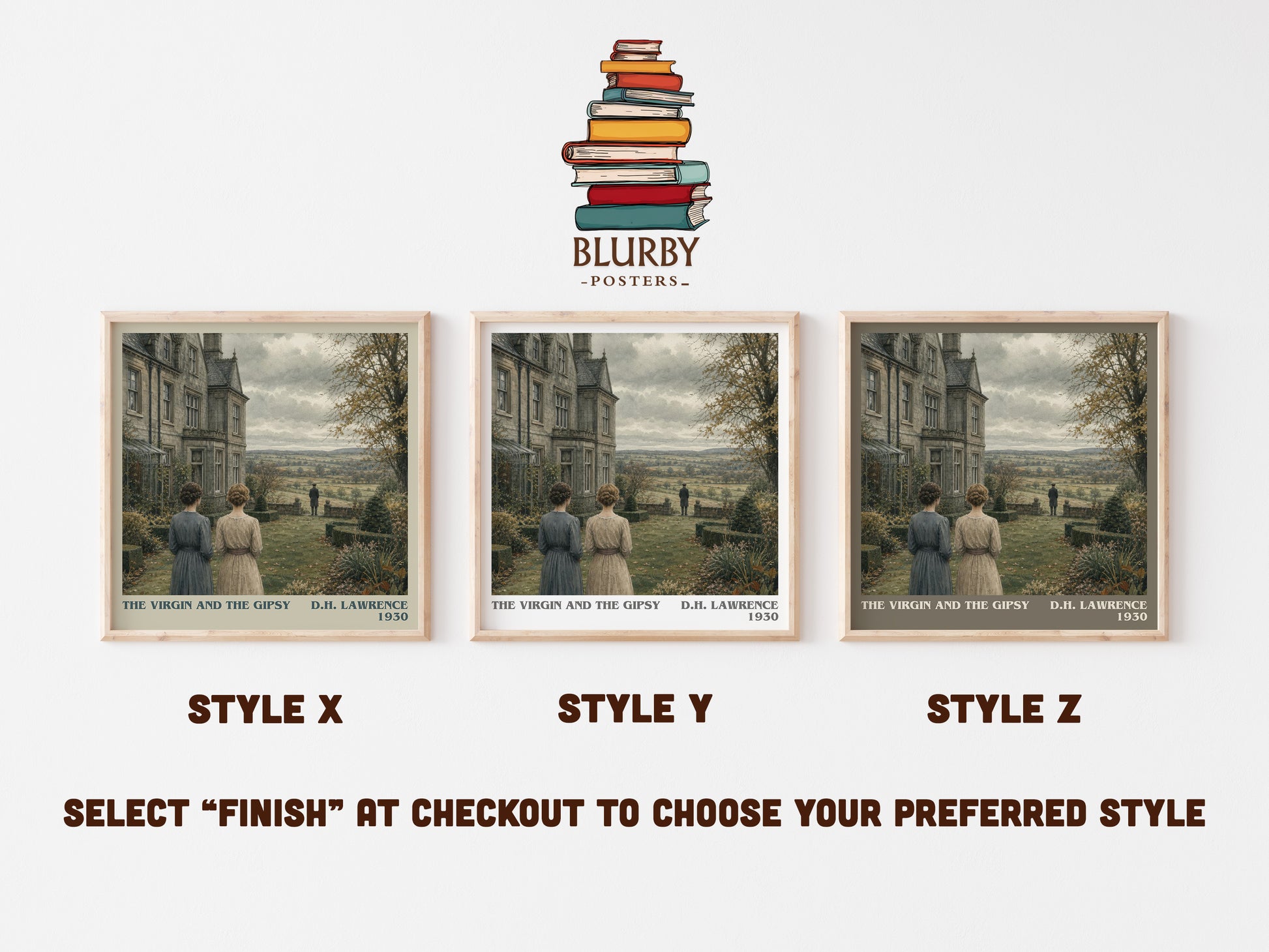 The Virgin And The Gipsy literary print in frame leaning in hallway – literary fiction wall art