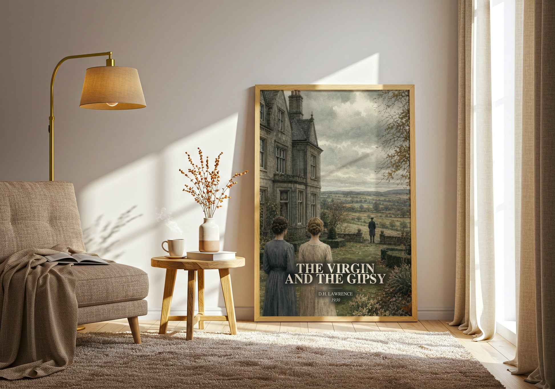 The Virgin And The Gipsy watercolour print in frame leaning in hallway – literary fiction wall art