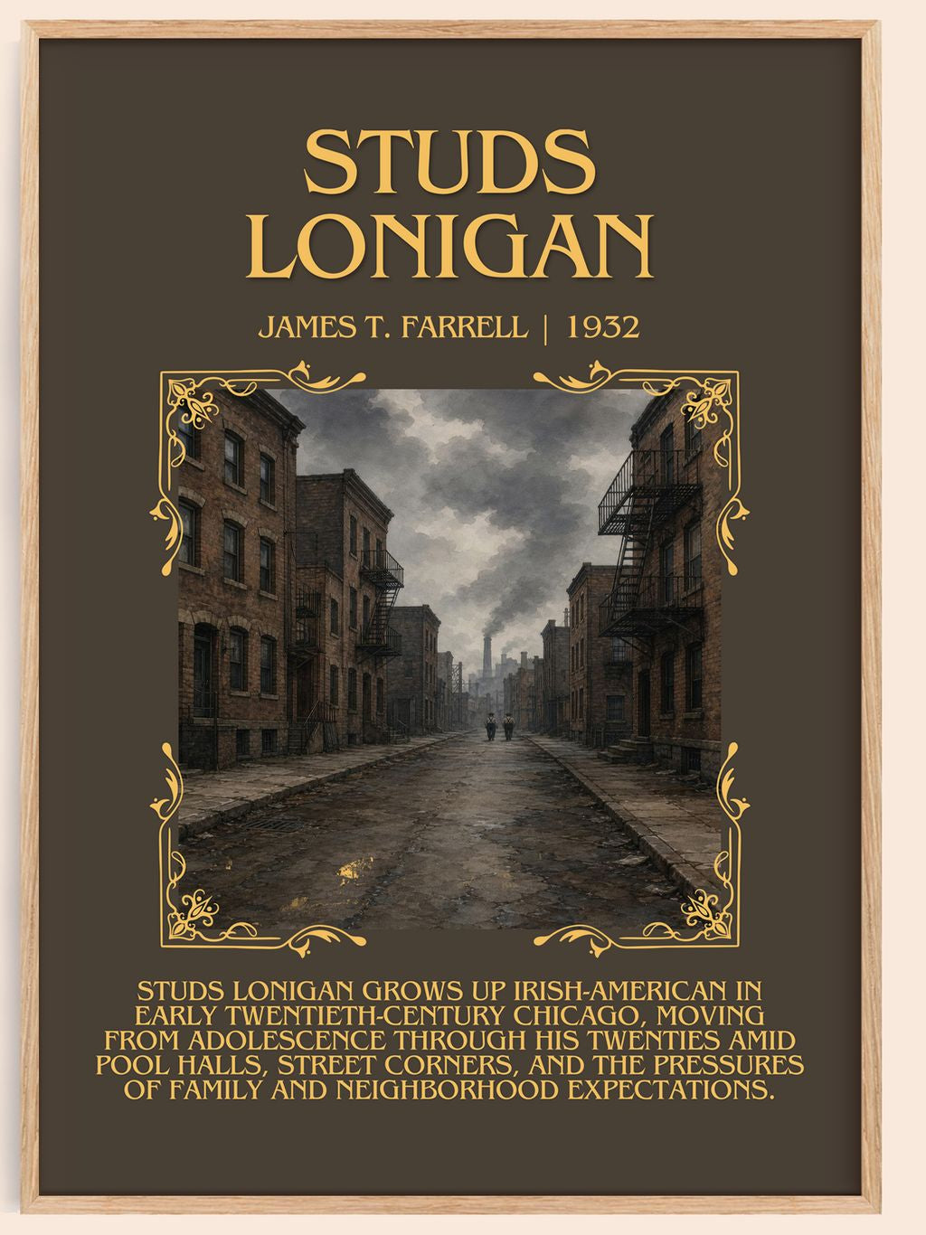 Studs Lonigan Minimalist Book Poster by James T. Farrell – book poster