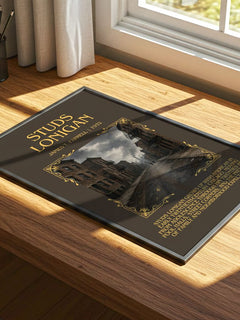 Studs Lonigan Minimalist Book Poster by James T. Farrell – print on a sunlit desk