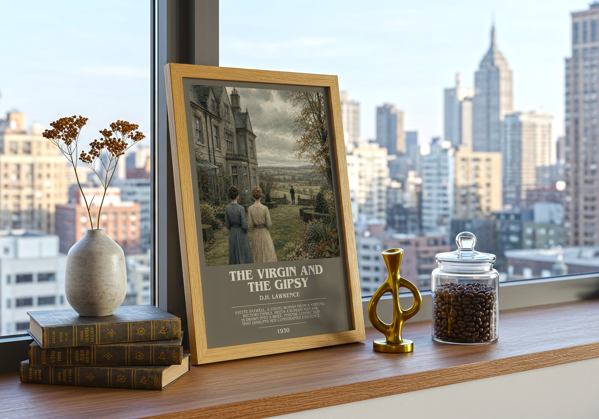 The Virgin And The Gipsy bookish print framed by window – literary home decor