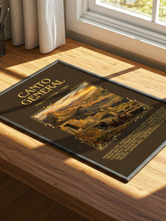 Canto General Minimalist Book Poster by Pablo Neruda – print on a sunlit desk