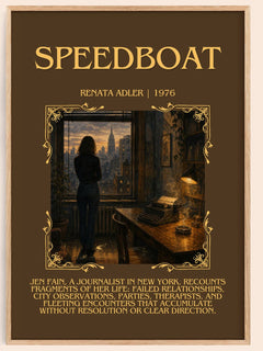 Speedboat Minimalist Book Poster by Renata Adler – book poster