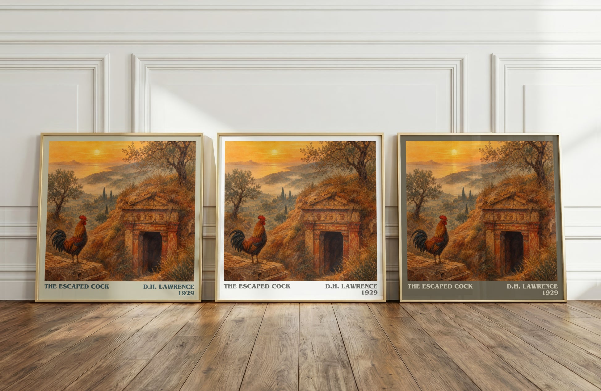 The Escaped Cock literary art print colour and style options – D.H. Lawrence book art