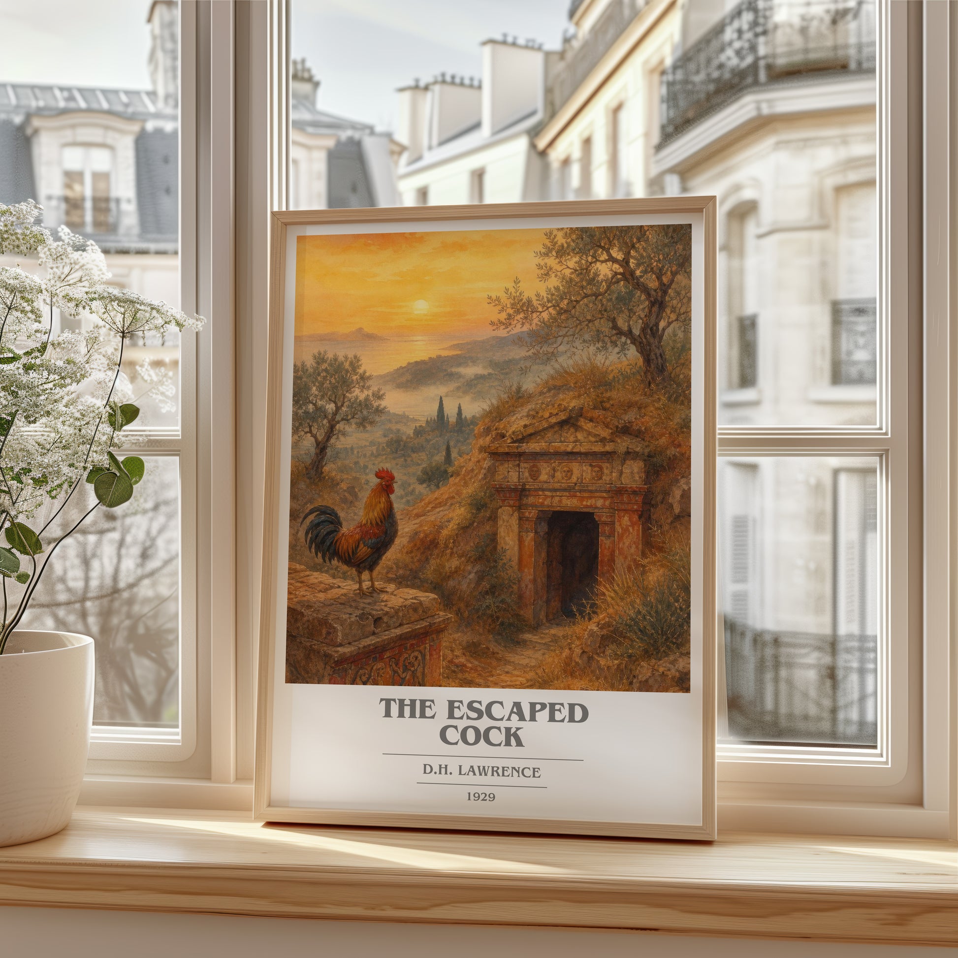 The Escaped Cock book cover poster colour and style options – D.H. Lawrence book art