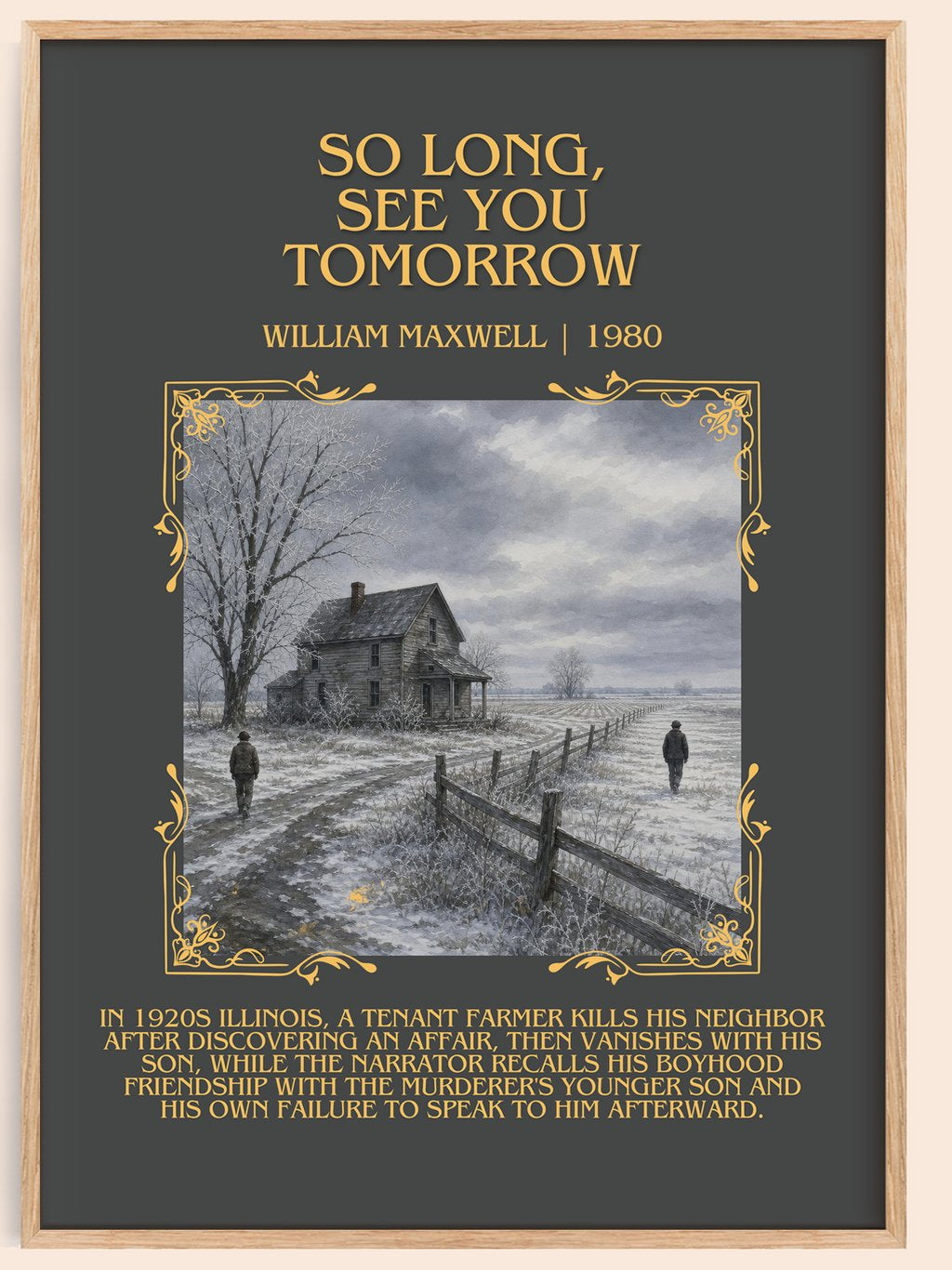 So Long, See You Tomorrow Minimalist Book Poster by William Maxwell – book poster