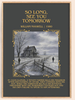 So Long, See You Tomorrow Minimalist Book Poster by William Maxwell – book poster