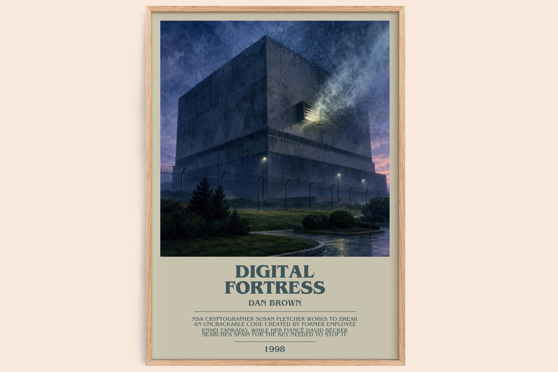 Digital Fortress bookish book poster by Dan Brown – framed literary art print