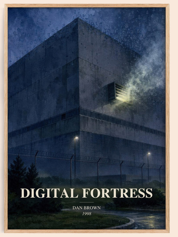 Digital Fortress watercolour book poster by Dan Brown – framed literary art print