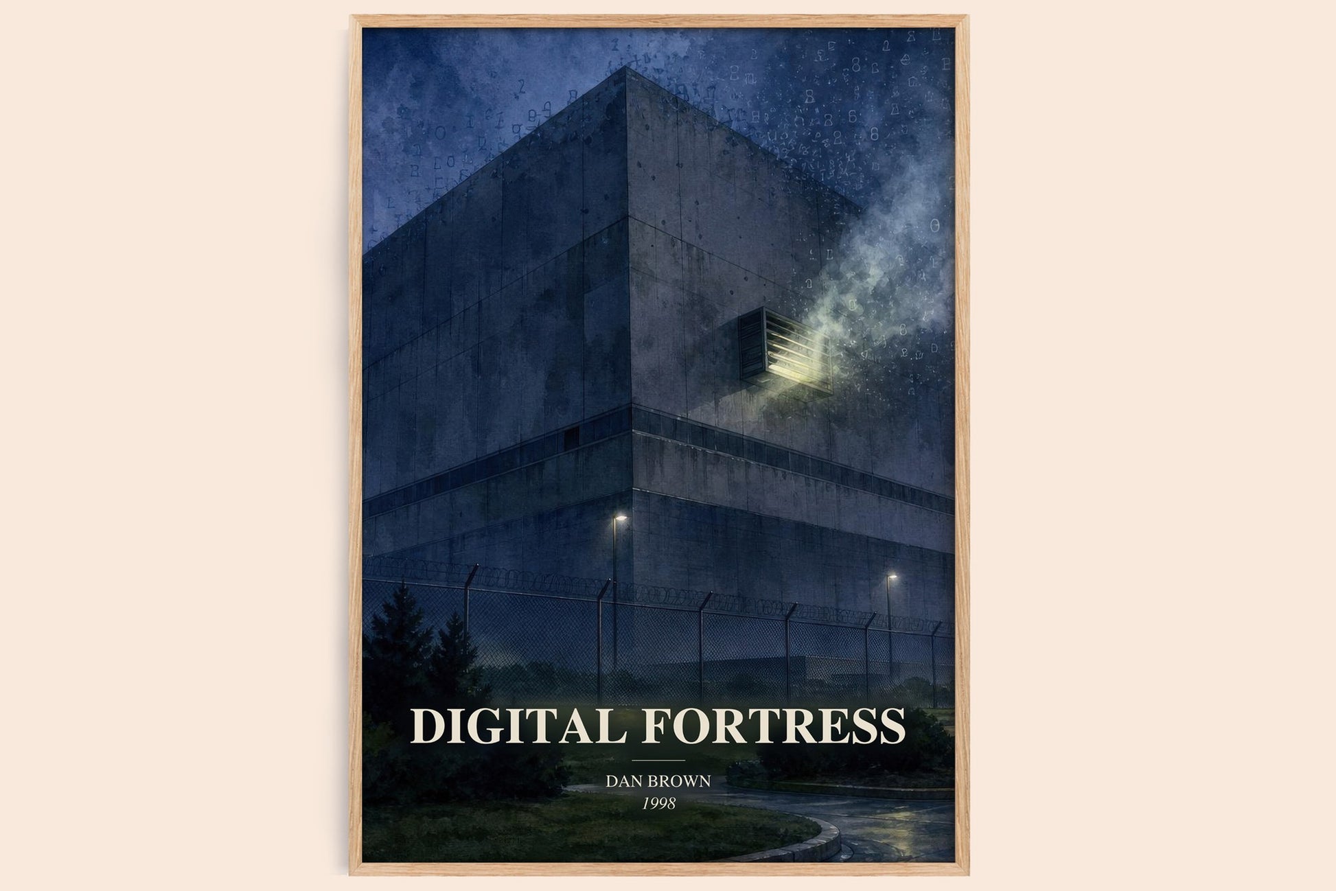 Digital Fortress watercolour book poster by Dan Brown – framed literary art print