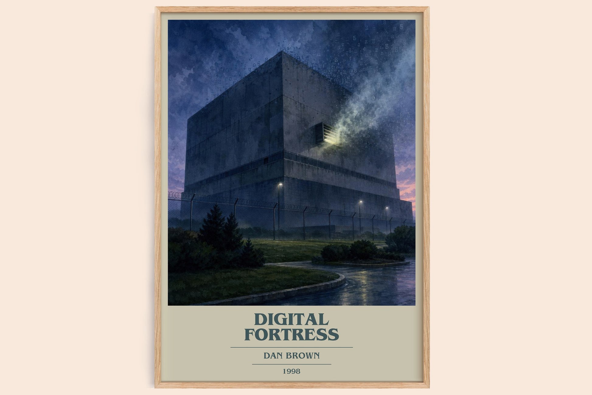 Digital Fortress book cover book poster by Dan Brown – framed literary art print