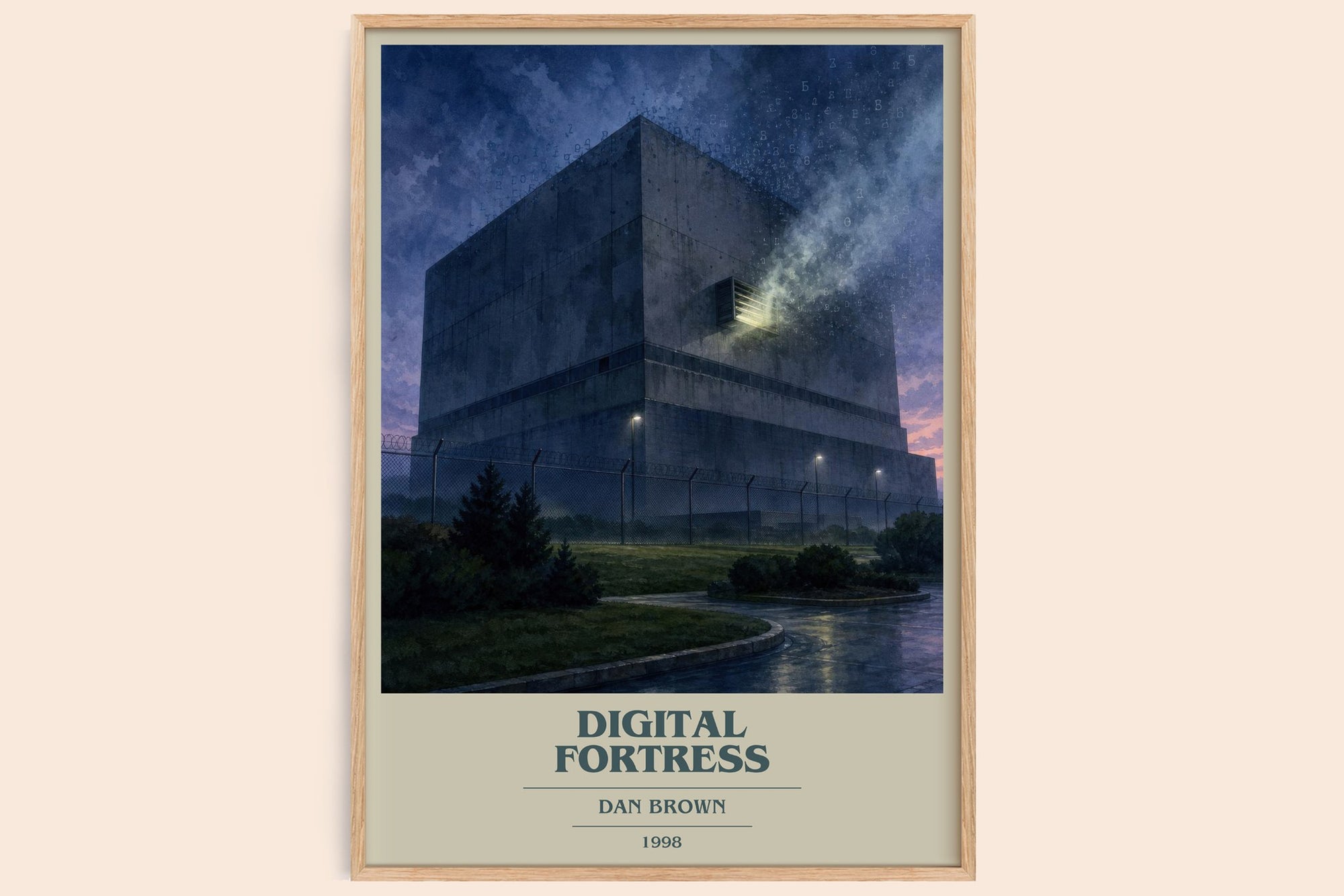 Digital Fortress book cover book poster by Dan Brown – framed literary art print