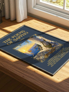 The Poems of Sappho Minimalist Book Poster by Sappho – print on a sunlit desk