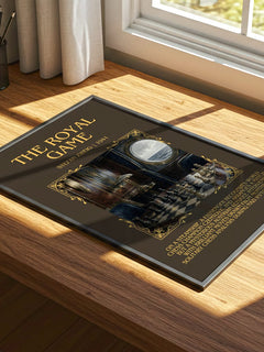 The Royal Game Minimalist Book Poster by Stefan Zweig – print on a sunlit desk