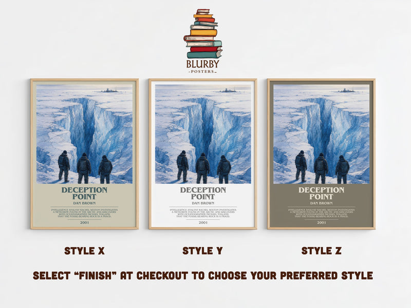 Deception Point bookish print in frame leaning in hallway – thriller wall art