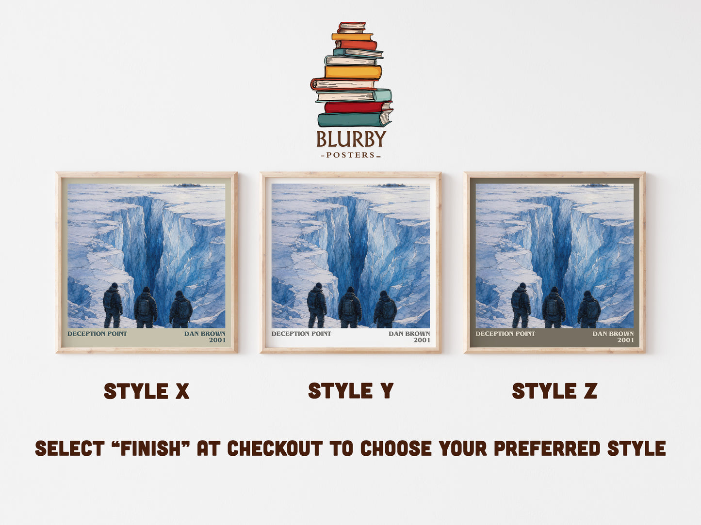 Deception Point literary print in frame leaning in hallway – thriller wall art