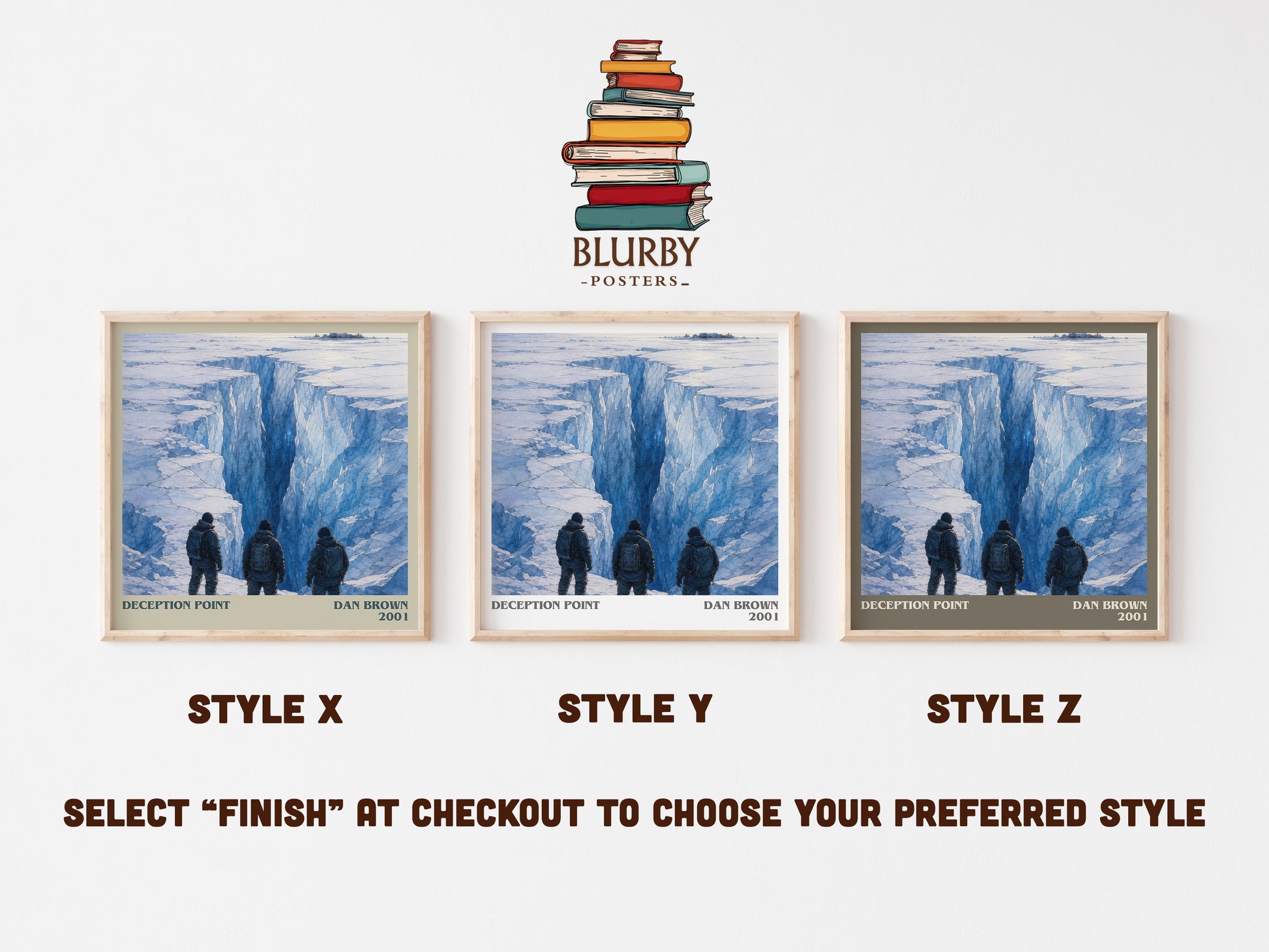 Deception Point literary print in frame leaning in hallway – thriller wall art