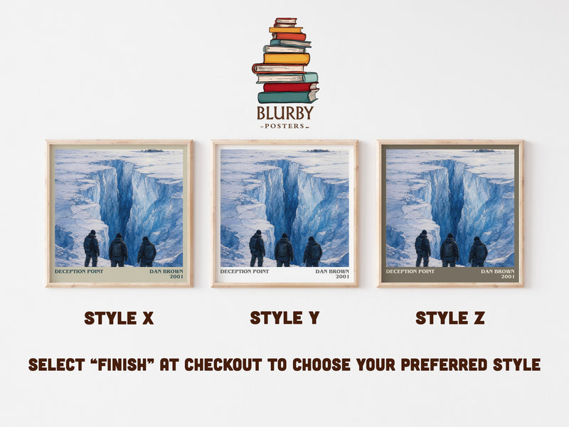 Deception Point literary print in frame leaning in hallway – thriller wall art