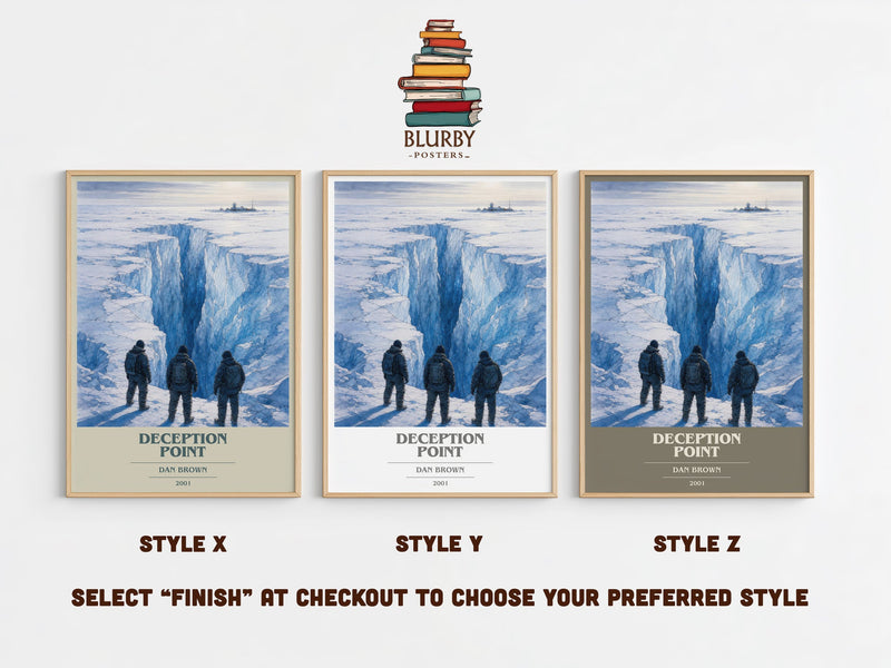 Deception Point book cover print in frame leaning in hallway – thriller wall art