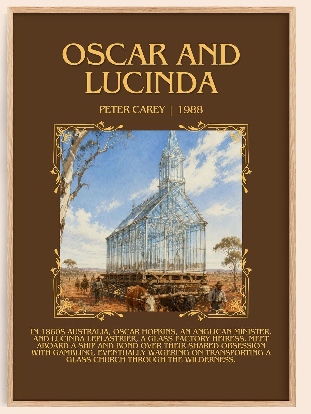 Oscar and Lucinda Minimalist Book Poster by Peter Carey – book poster