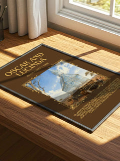 Oscar and Lucinda Minimalist Book Poster by Peter Carey – print on a sunlit desk