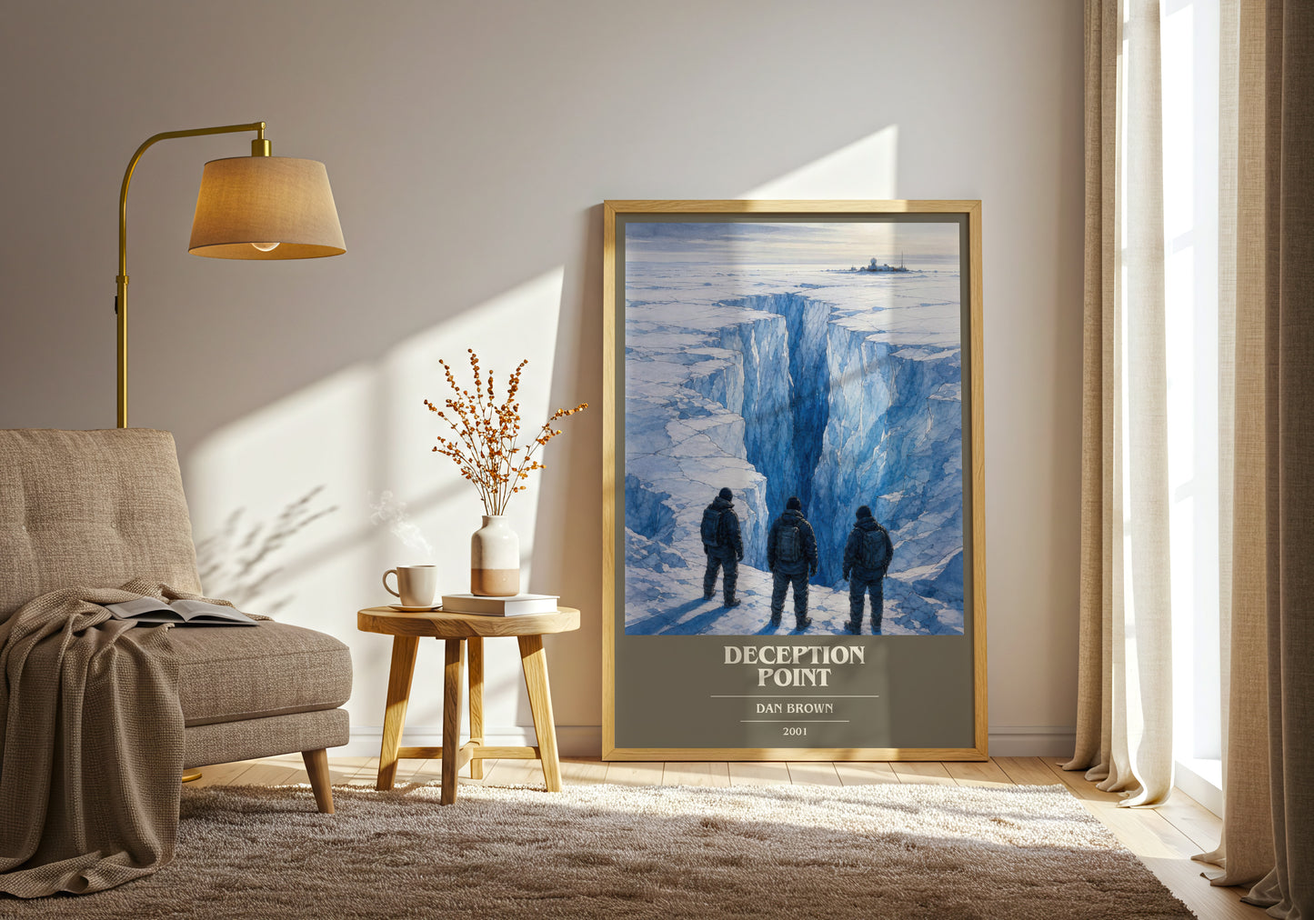 Deception Point book cover print on bookshelf – Dan Brown fan gift