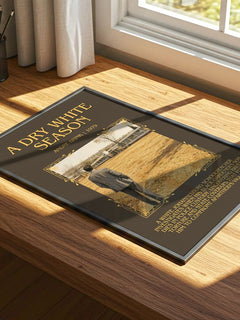 A Dry White Season Minimalist Book Poster by Andre Brink – print on a sunlit desk