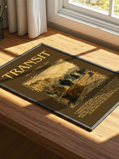 Transit Minimalist Book Poster by Anna Seghers – print on a sunlit desk