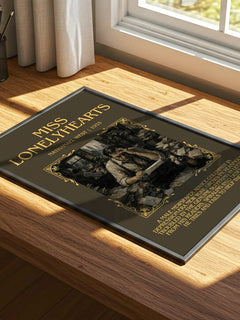 Miss Lonelyhearts Minimalist Book Poster by Nathanael West – print on a sunlit desk