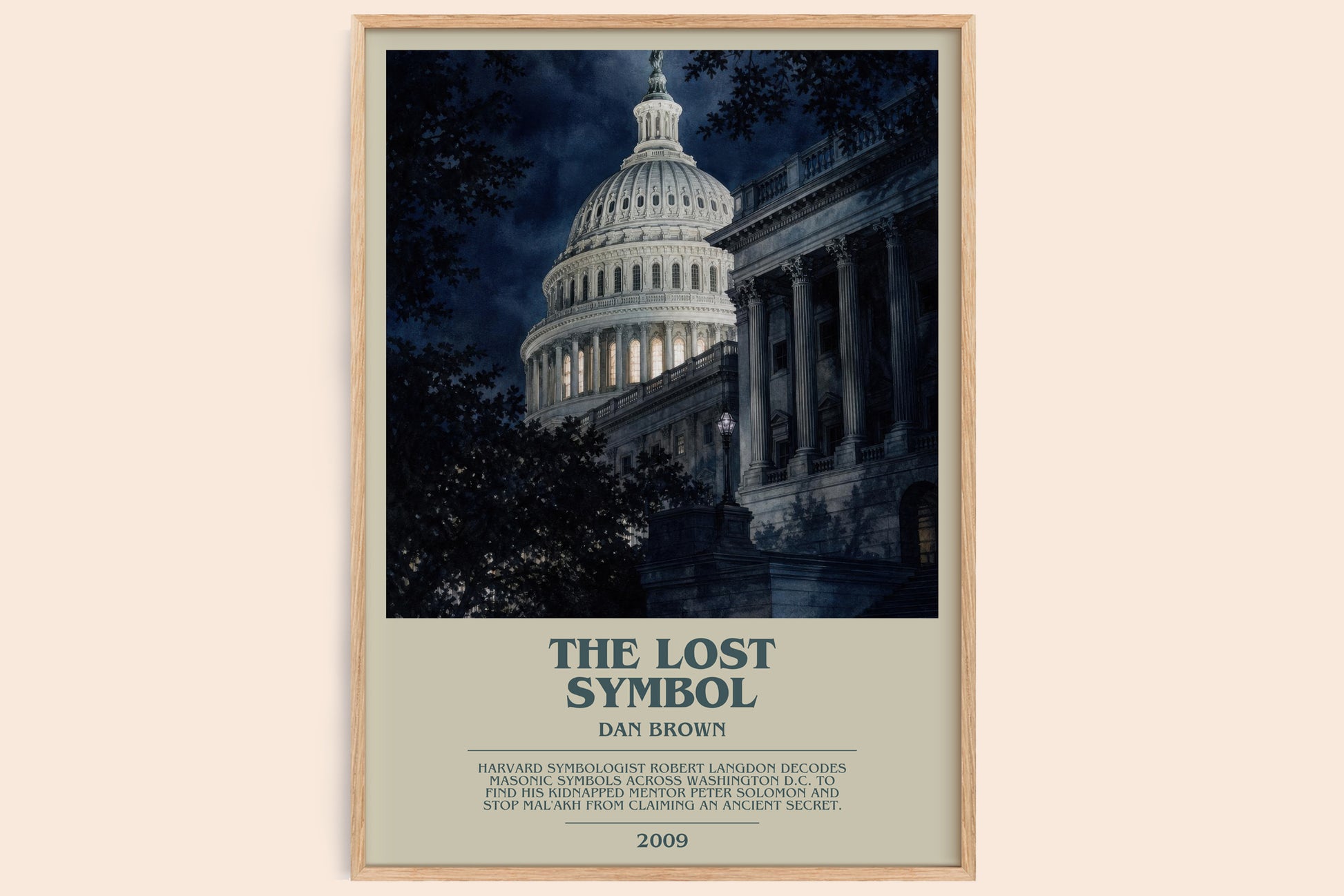 The Lost Symbol bookish book poster by Dan Brown – framed literary art print