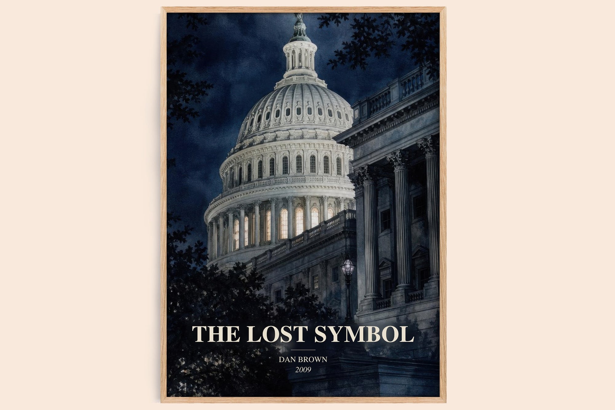 The Lost Symbol watercolour book poster by Dan Brown – framed literary art print