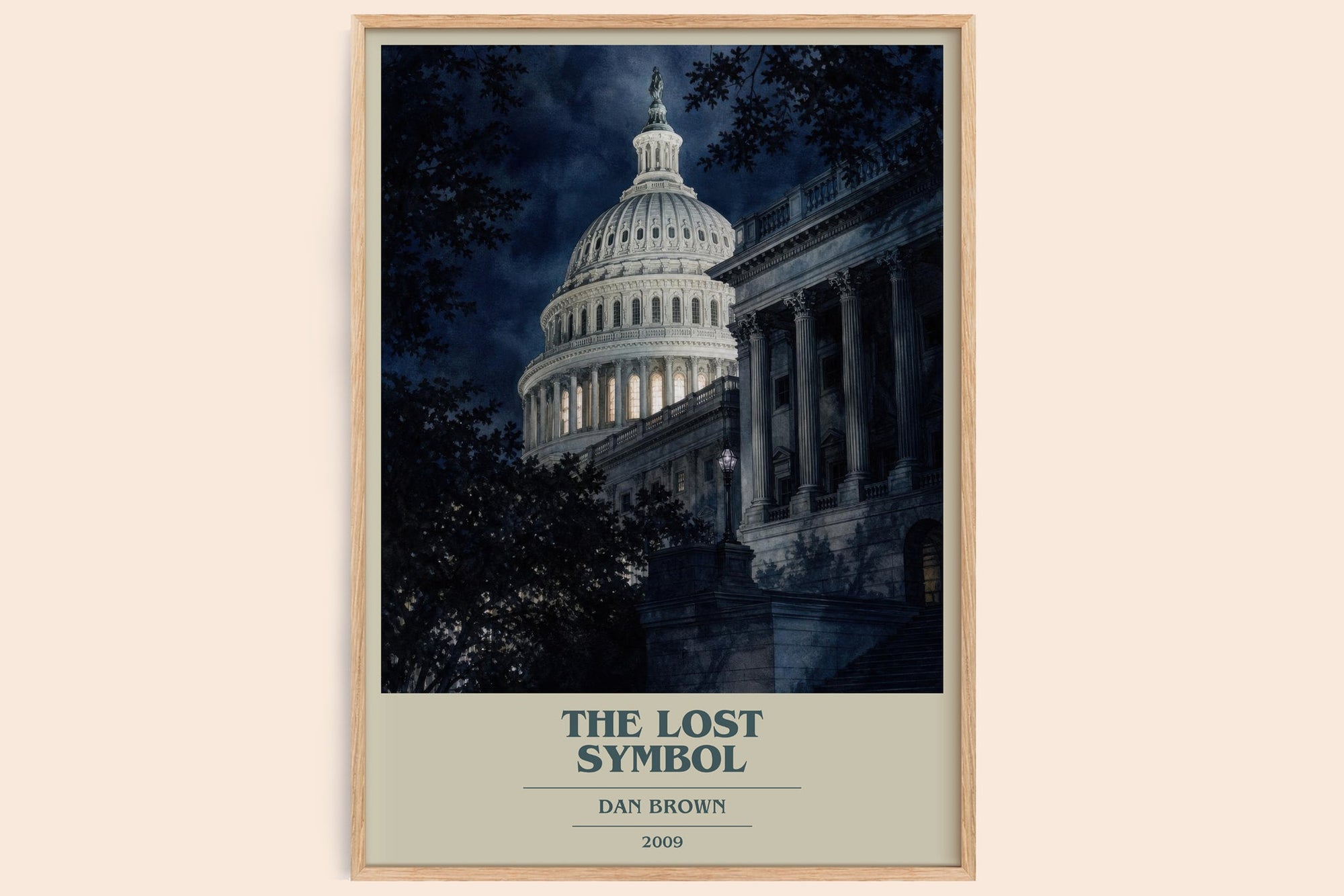 The Lost Symbol book cover book poster by Dan Brown – framed literary art print