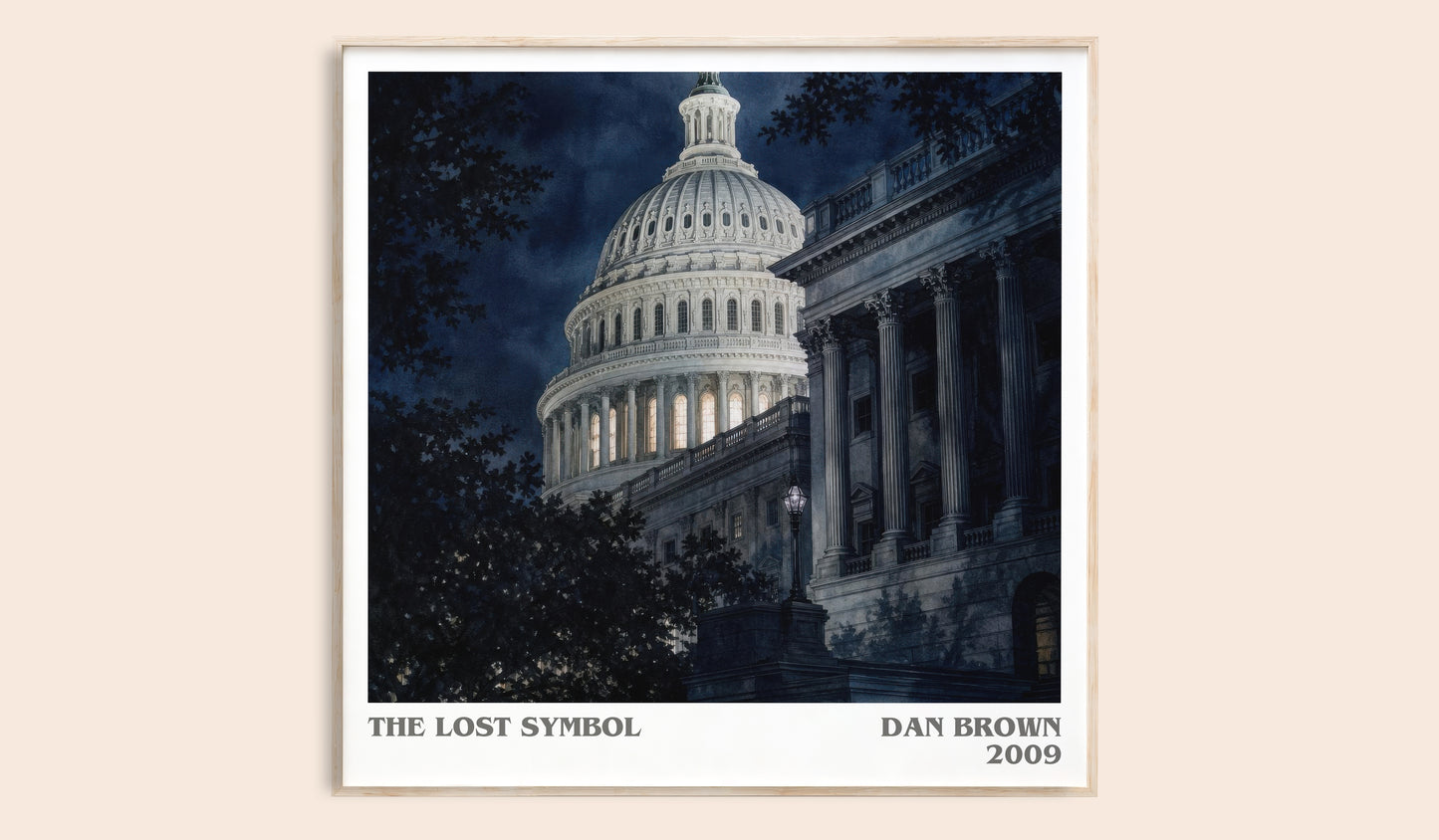 The Lost Symbol literary book poster by Dan Brown – framed literary art print