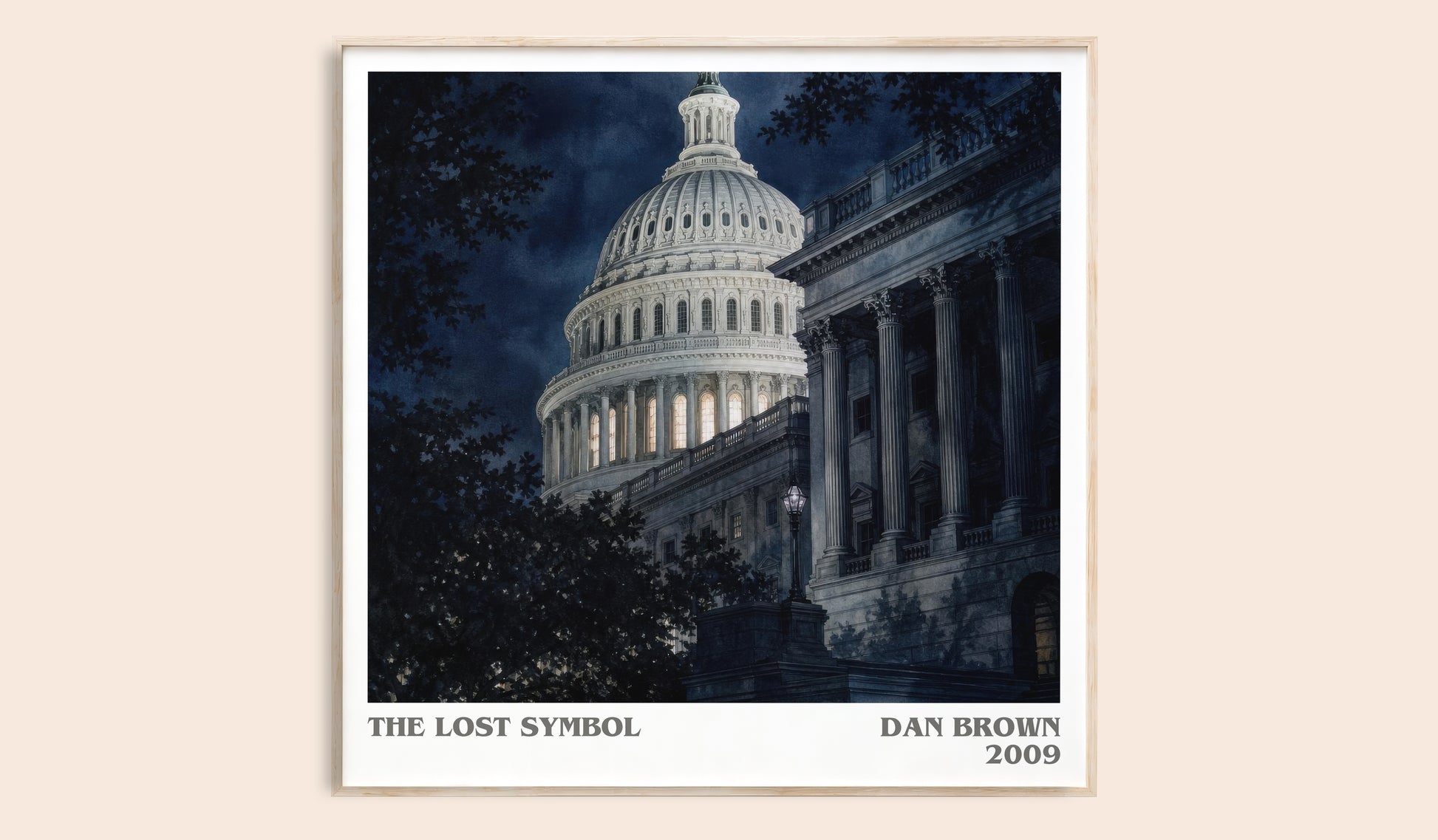 The Lost Symbol literary book poster by Dan Brown – framed literary art print