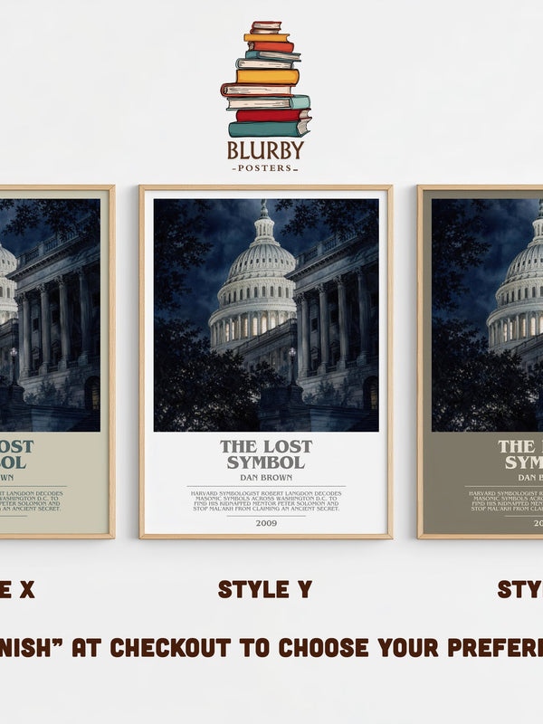 The Lost Symbol bookish print in frame leaning in hallway – thriller wall art
