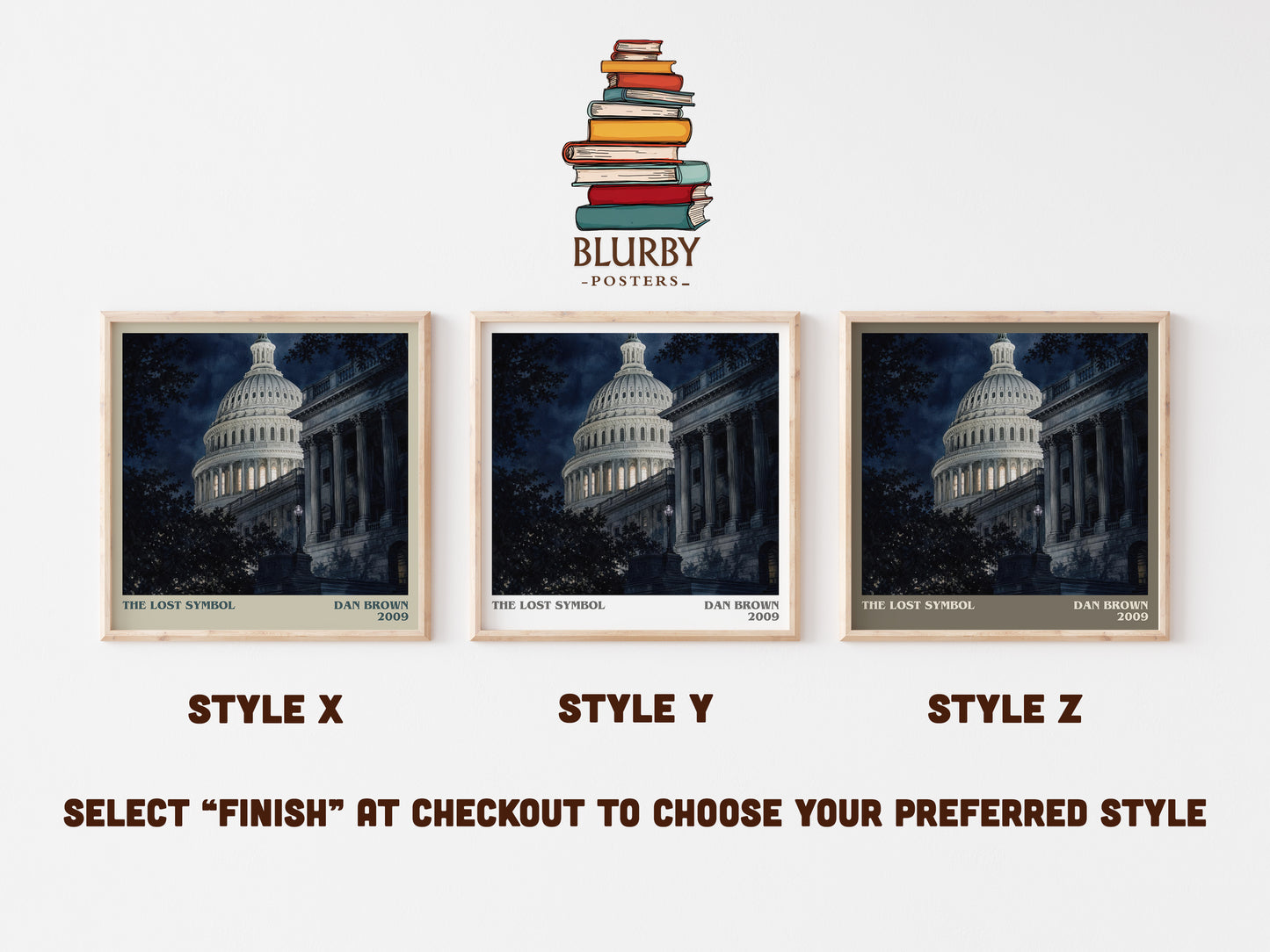 The Lost Symbol literary print in frame leaning in hallway – thriller wall art