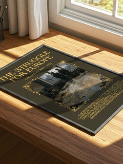 The Struggle for Europe Minimalist Book Poster by Chester Wilmot – print on a sunlit desk