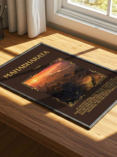 Mahabharata Minimalist Book Poster by Vyasa – print on a sunlit desk