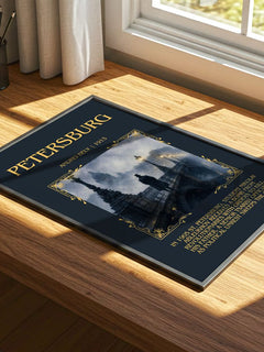 Petersburg Minimalist Book Poster by Andrei Bely – print on a sunlit desk