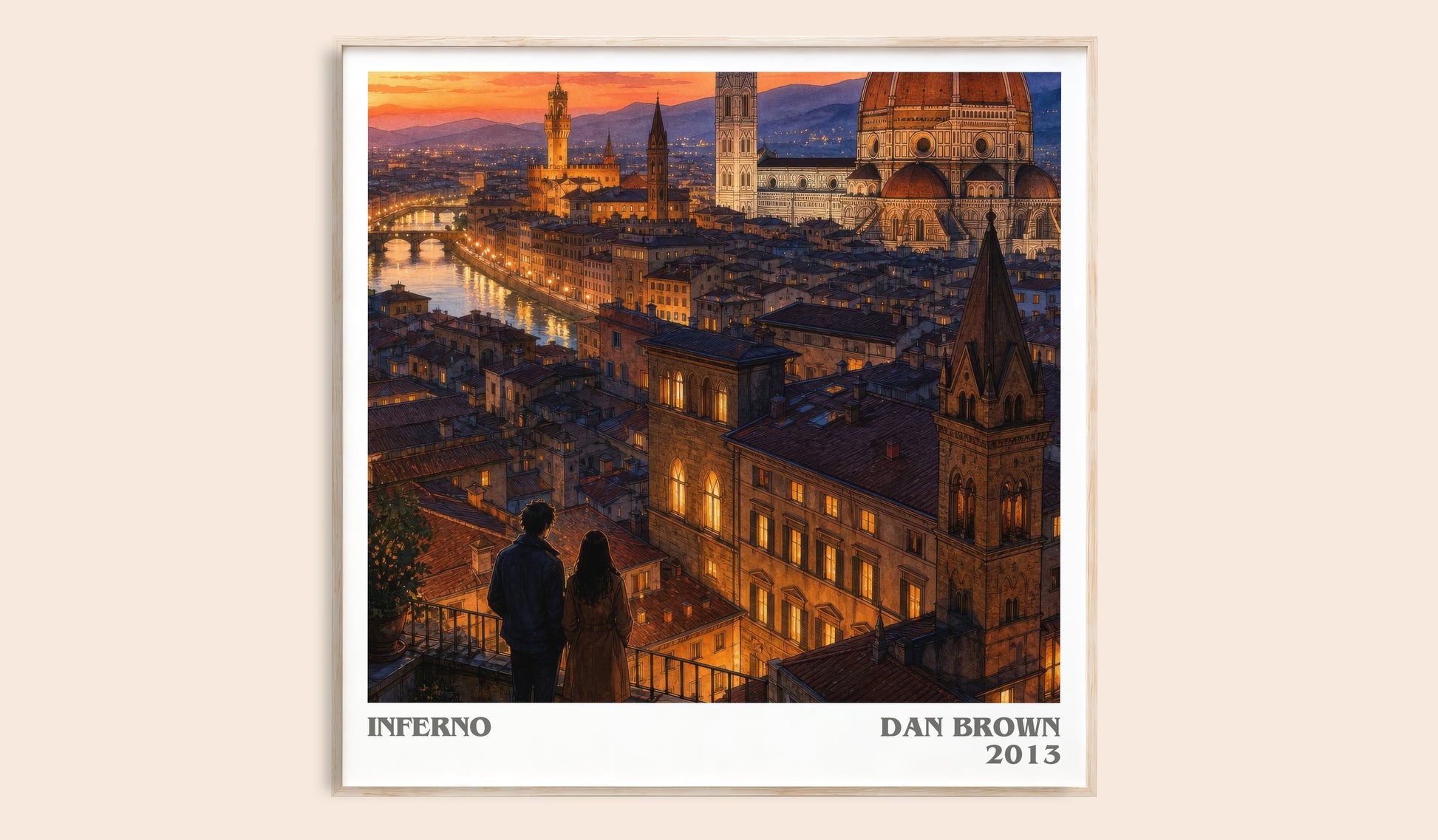 Inferno literary book poster by Dan Brown – framed literary art print