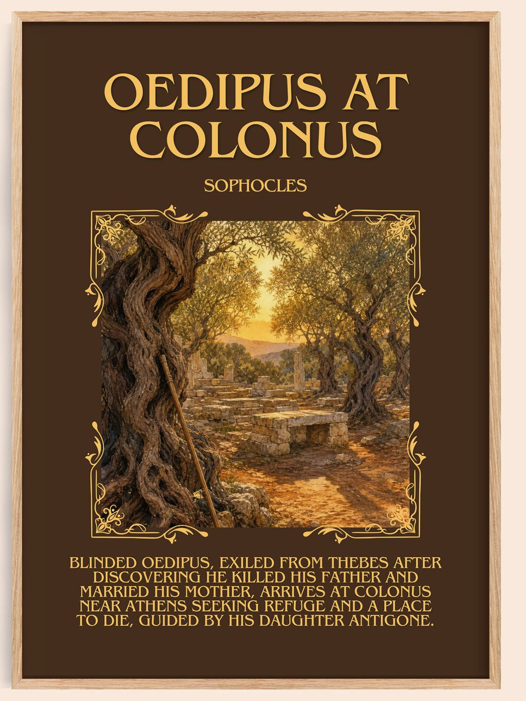 Oedipus at Colonus Minimalist Book Poster by Sophocles – book poster