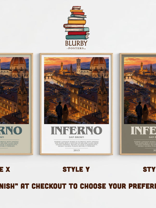 Inferno bookish print in frame leaning in hallway – thriller wall art