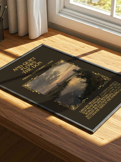 And Quiet Flows The Don Minimalist Book Poster by Mikhail Sholokhov – print on a sunlit desk