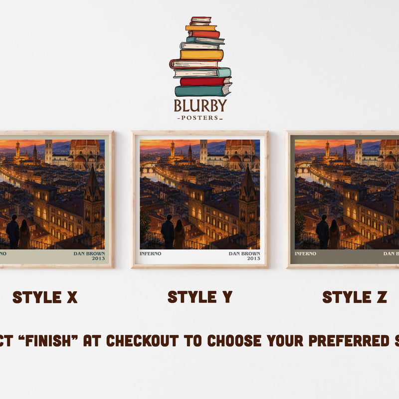 Inferno literary print in frame leaning in hallway – thriller wall art