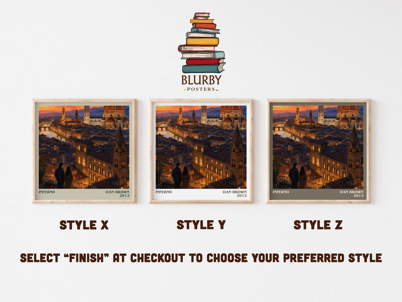 Inferno literary print in frame leaning in hallway – thriller wall art